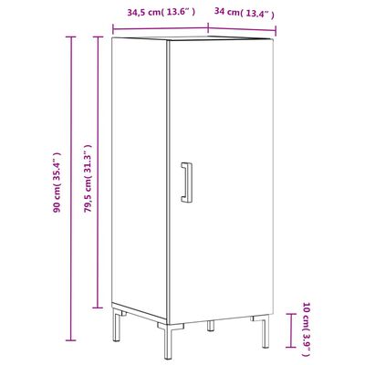 vidaXL skænk 34,5x34x90 cm konstrueret træ røget egetræsfarve