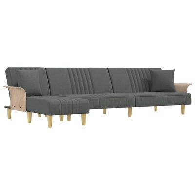 vidaXL L-formet sovesofa 279x140x70 cm stof mørkegrå