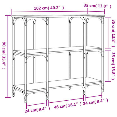 vidaXL konsolbord 102x35x50 cm konstrueret træ røget egetræsfarve