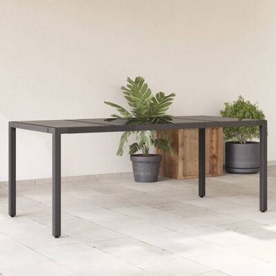 vidaXL havebord med glastop 90x90x75 cm polyrattan sort