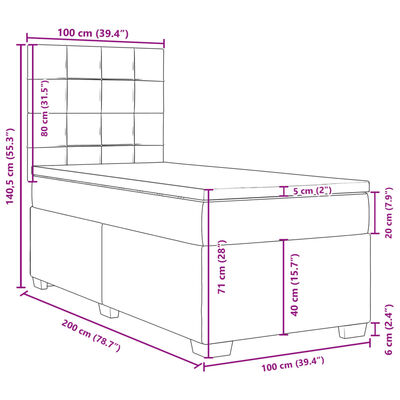 vidaXL kontinentalseng med madras 100x200 cm stof gråbrun