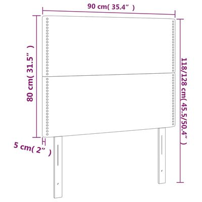 vidaXL sengegavl med LED-lys 90x5x118/128 cm kunstlæder grå