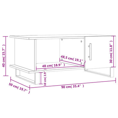 vidaXL sofabord 90x50x40 cm konstrueret træ hvid højglans