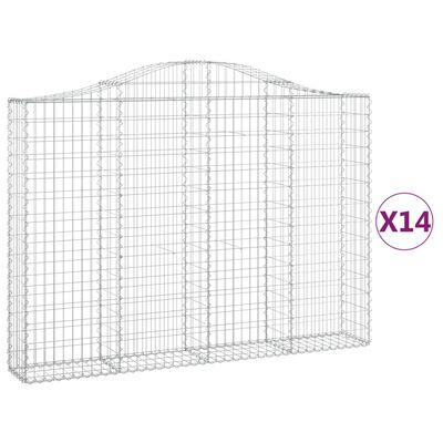 vidaXL buede gabionkurve 14 stk. 200x30x140/160 cm galvaniseret jern