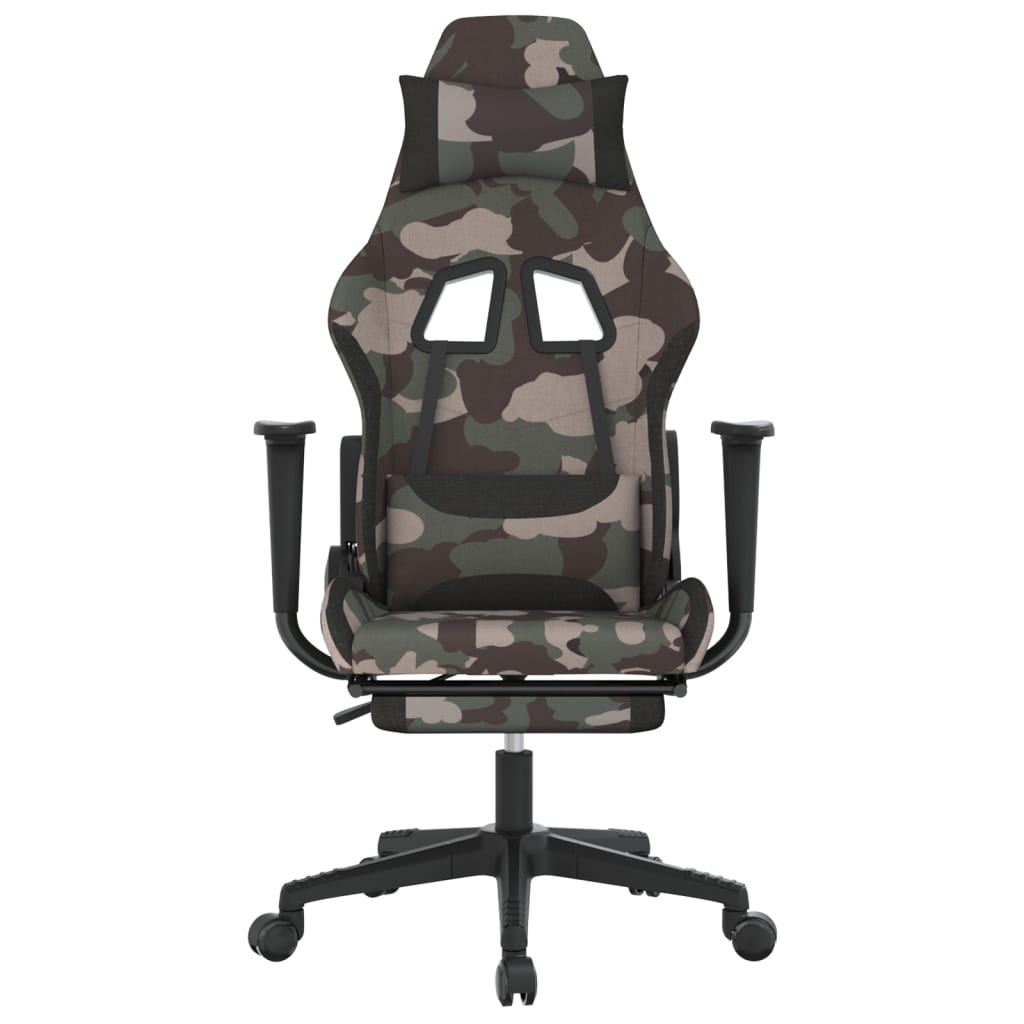 vidaXL gamingstol med fodstøtte stof camouflage og sort