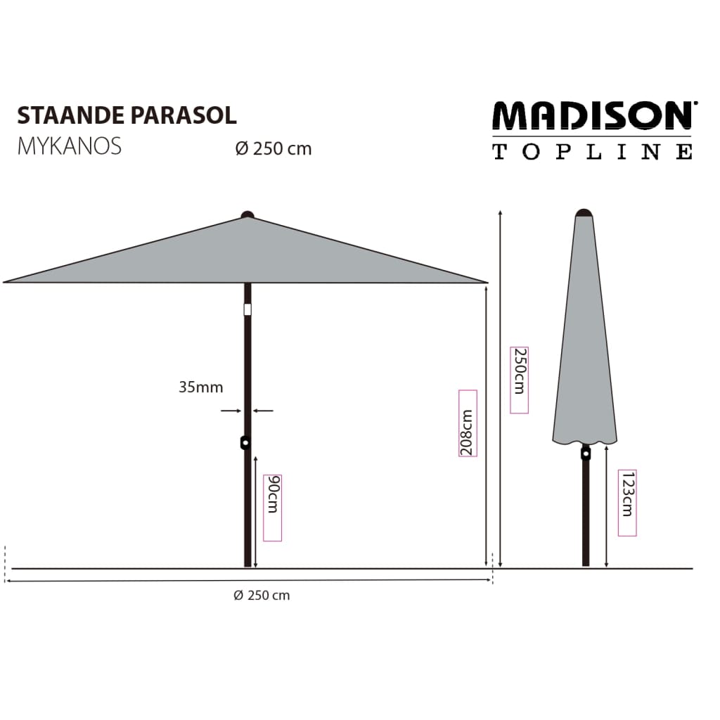 Madison parasol Mykanos 250 cm ecru