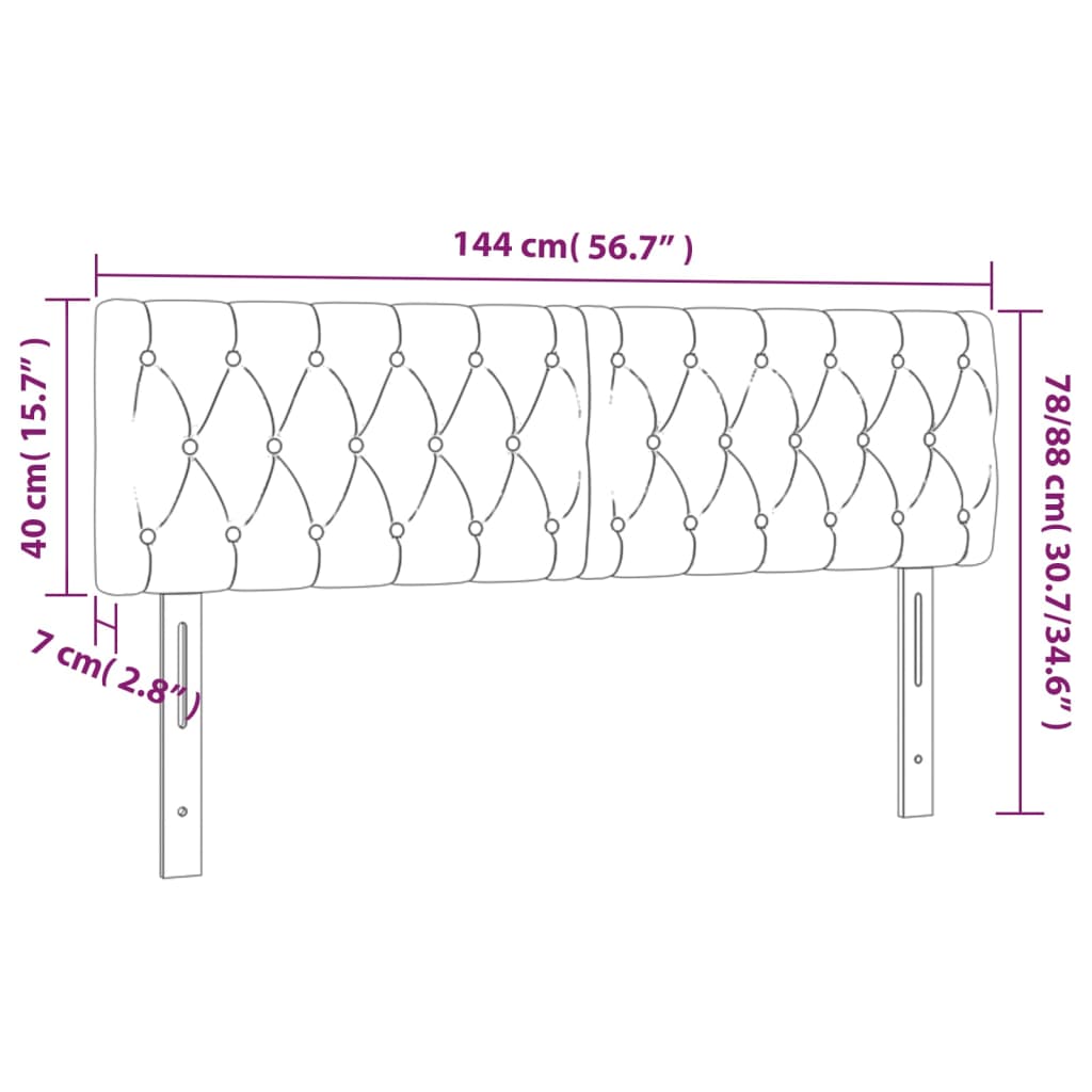 vidaXL sengegavle 2 stk. 72x7x78/88 cm stof lysegrå