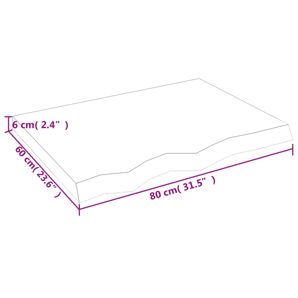 vidaXL væghylde 80x60x(2-6) cm behandlet massivt egetræ lysebrun