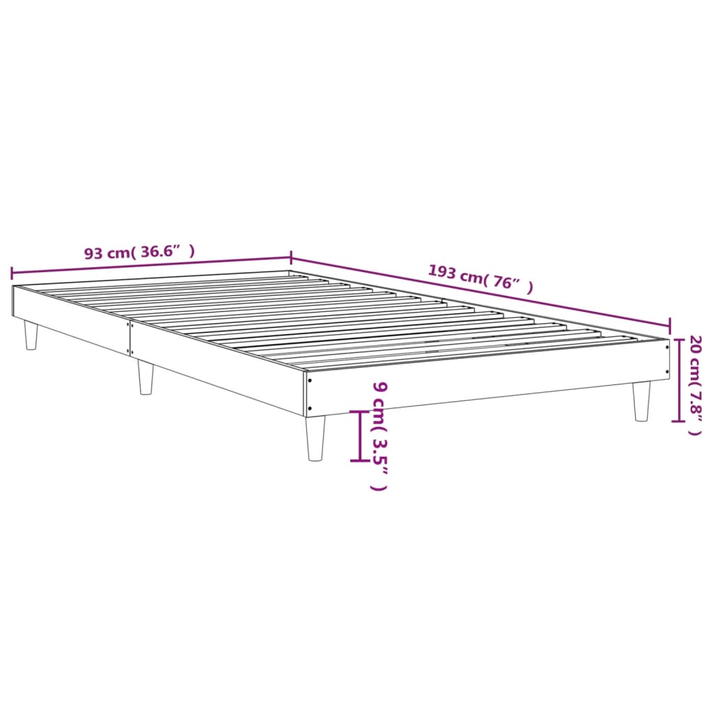 vidaXL sengeramme 90x190 cm konstrueret træ sort