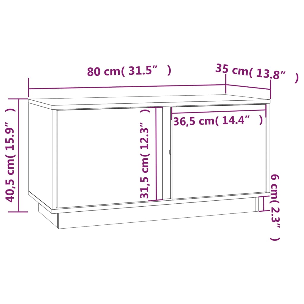 vidaXL tv-bord 80x35x40,5 cm massivt fyrretræ sort