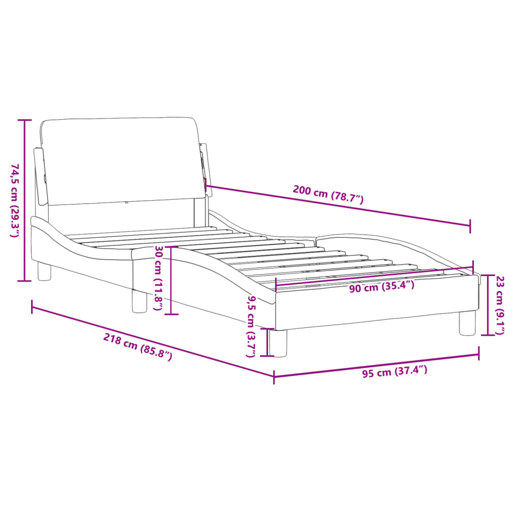 vidaXL sengeramme med sengegavl 90x200 cm fløjl mørkegrøn