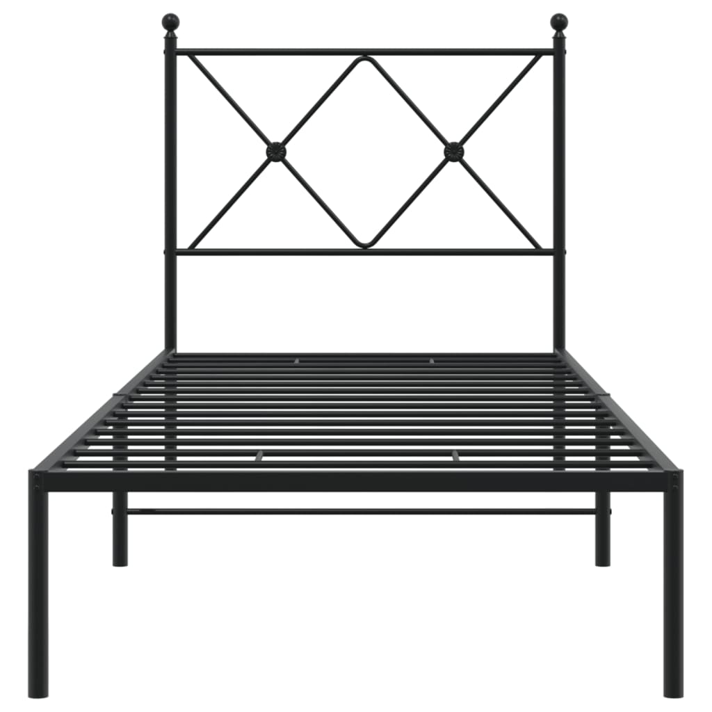 vidaXL sengeramme med sengegavl 75x190 cm metal sort