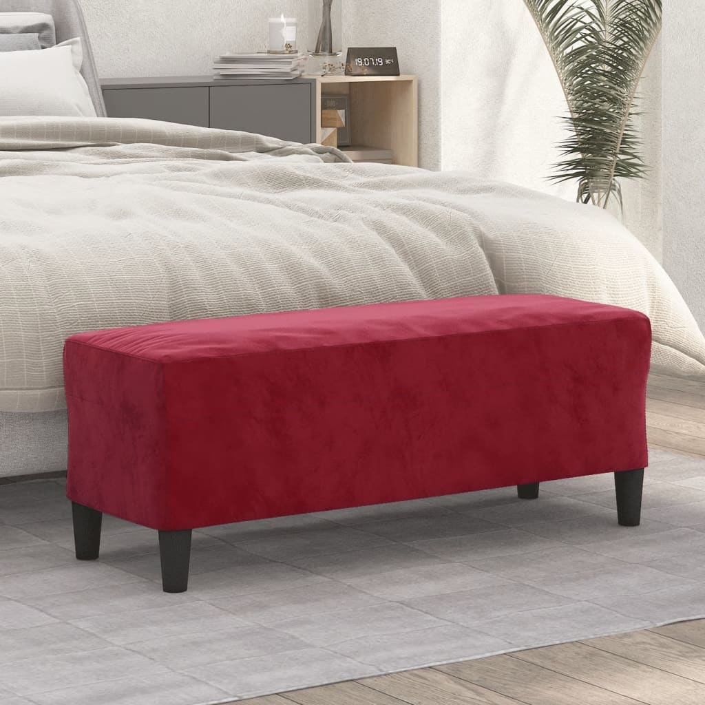 vidaXL bænk 100x35x41 cm velour vinrød