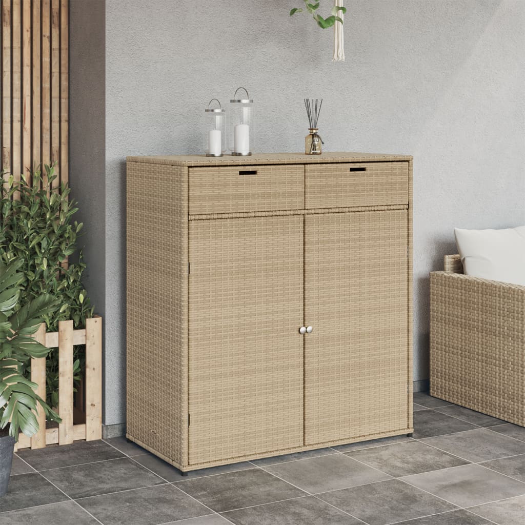 vidaXL opbevaringsskab til haven 105x55x113 cm polyrattan beige