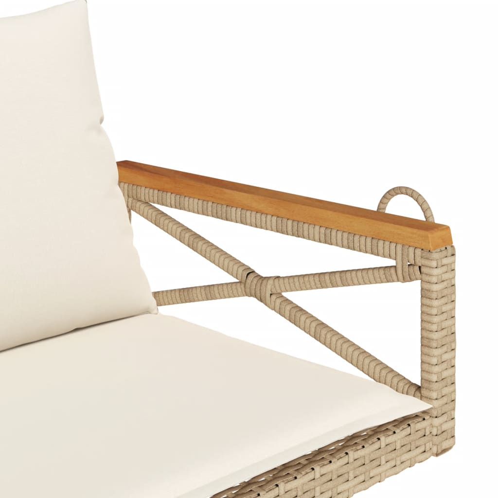 vidaXL havebænk med hynder 109x62x40 cm polyrattan beige