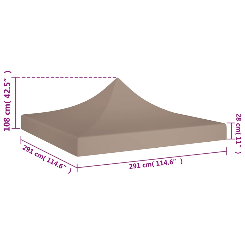 vidaXL tag til festtelt 3x3 m 270 g/m² gråbrun