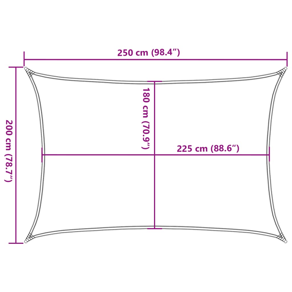 vidaXL solsejl 2x2,5 m 160 g/m² HDPE sort