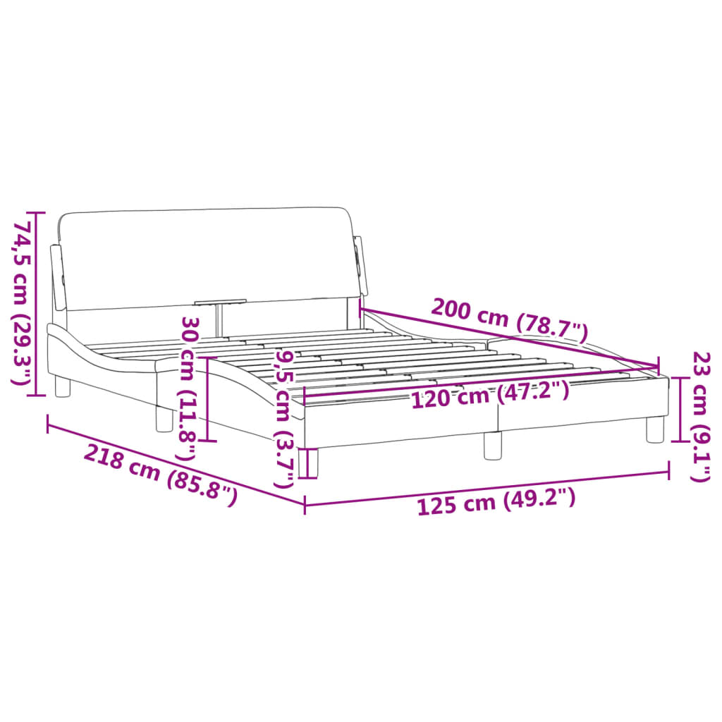 vidaXL sengeramme med sengegavl 120x200 cm fløjl mørkegrøn