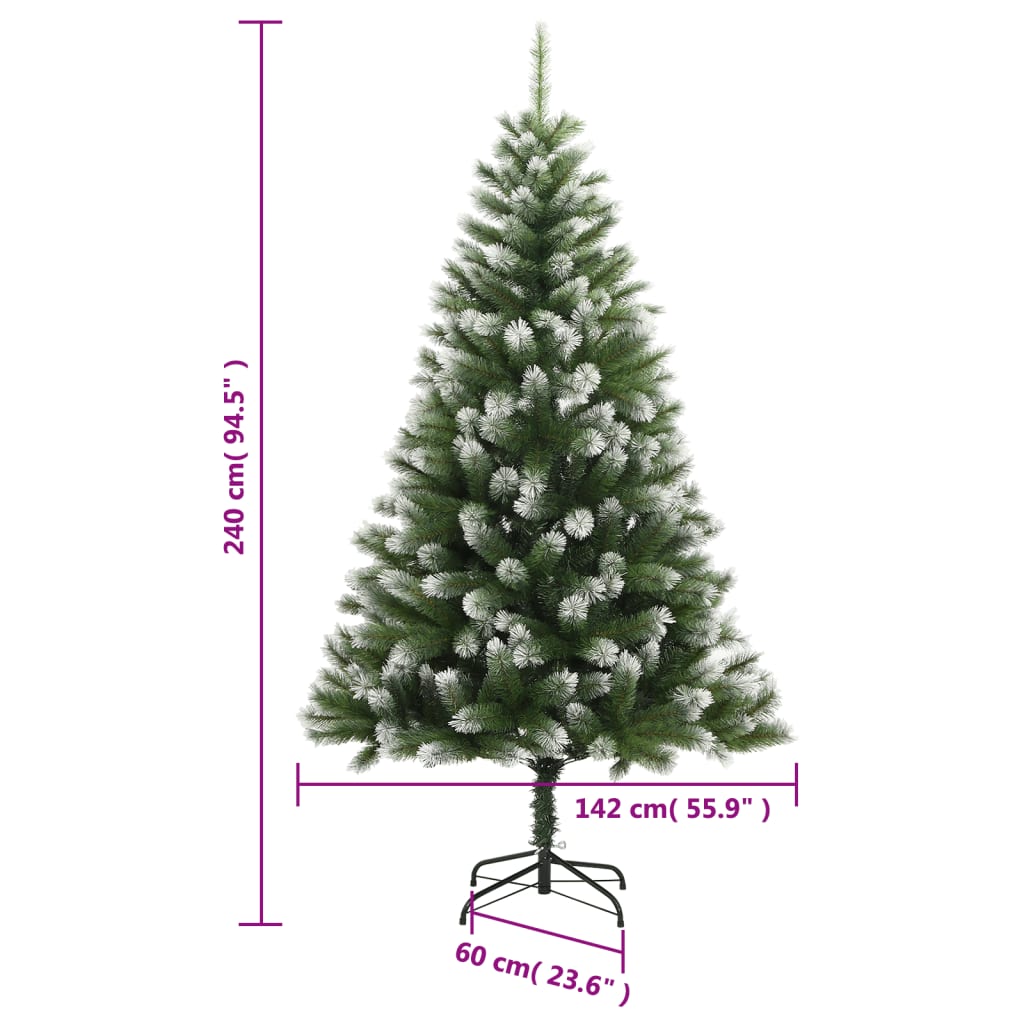 vidaXL kunstigt juletræ med sne 240 cm hængslet