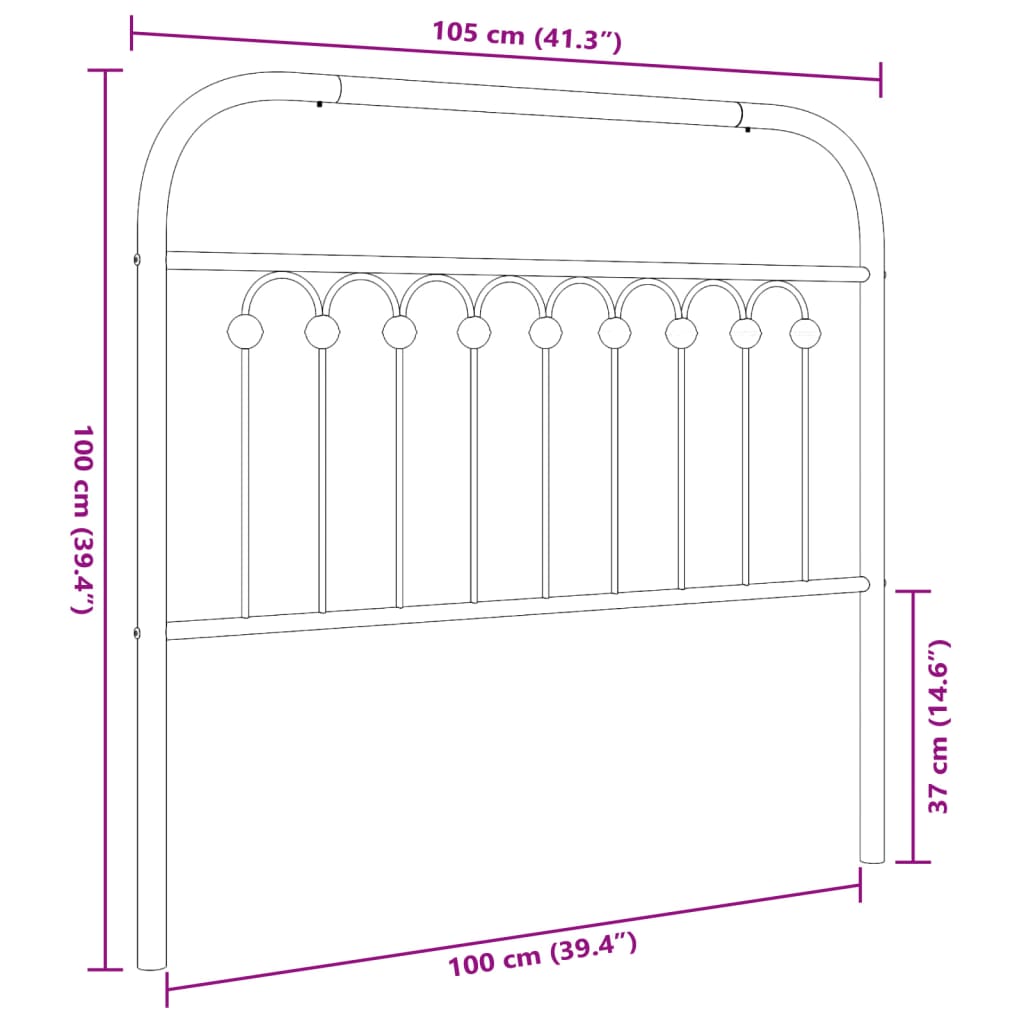 vidaXL sengegavl 100 cm metal hvid