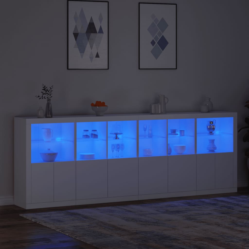 vidaXL skænk med LED-lys 283x37x100 cm hvid