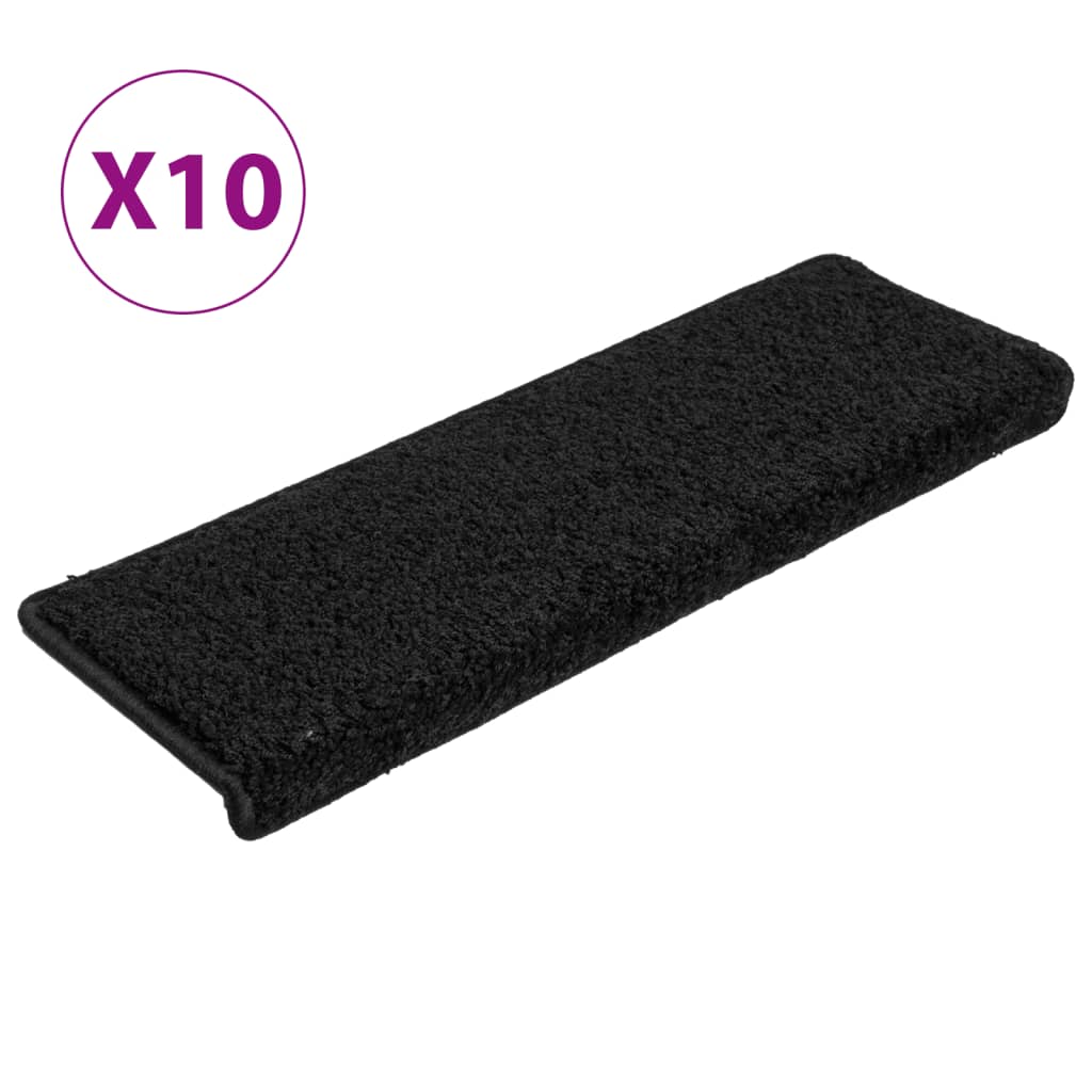 vidaXL trappemåtter 10 stk. 65x21x4 cm sort