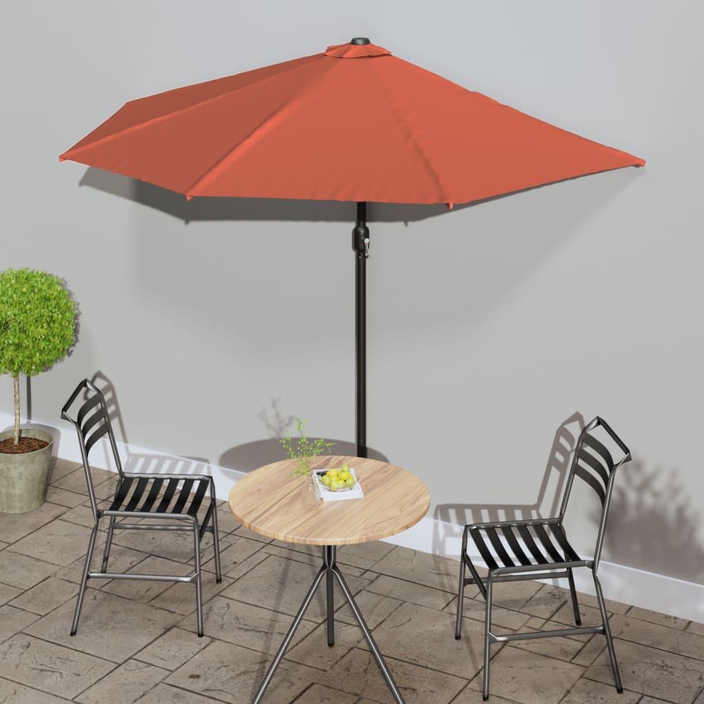 vidaXL altanparasol med aluminiumsstang 270x144x222 cm halv terrakotta