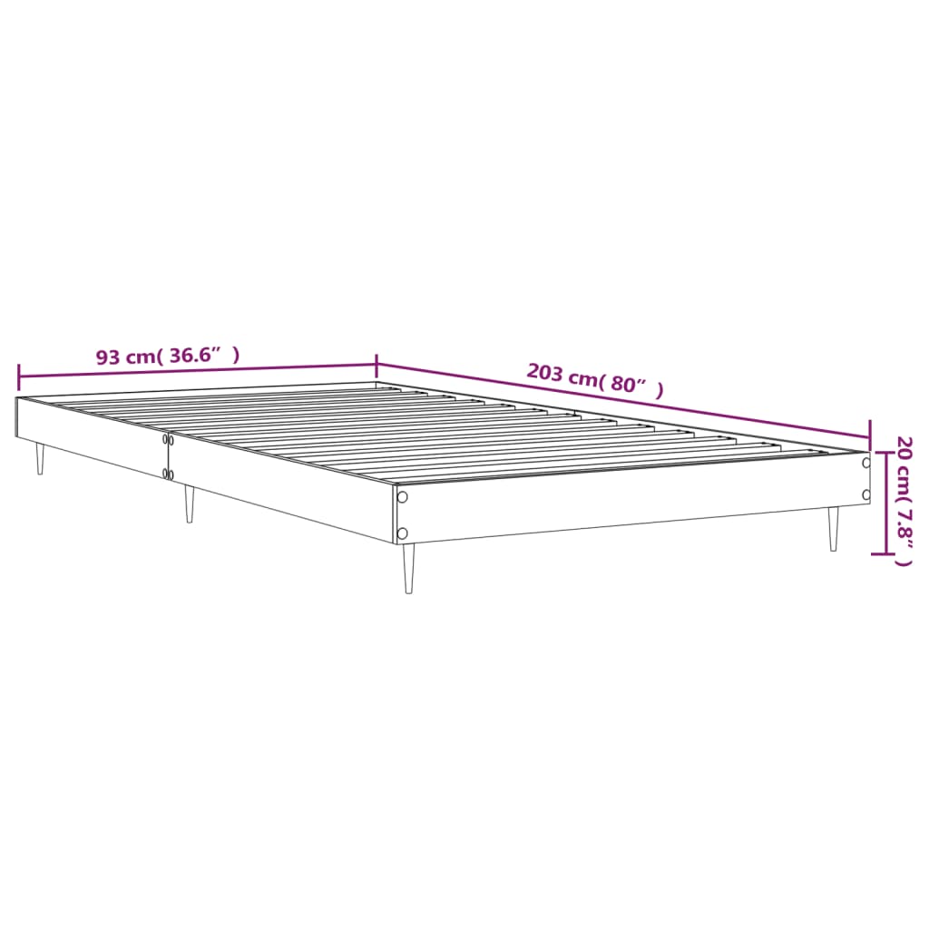 vidaXL sengeramme 90x200 cm konstrueret træ hvid højglans