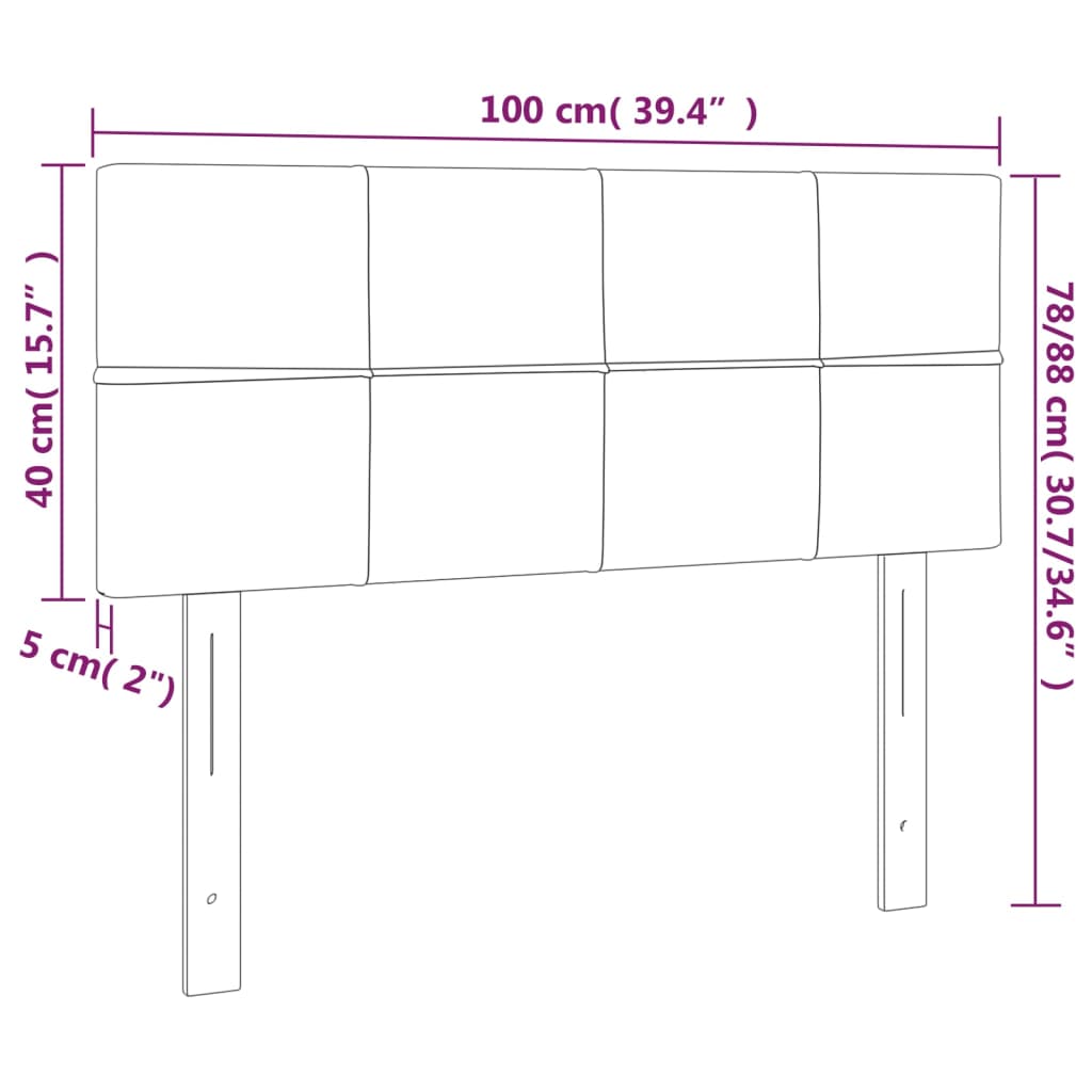 vidaXL sengegavl med LED-lys 100x5x78/88 cm fløjl lysegrå