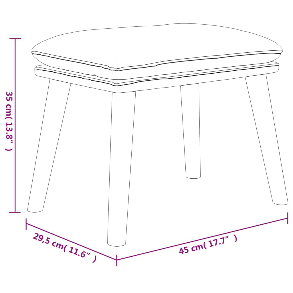 vidaXL fodskammel 45x29,5x35 cm fløjl lysegrå