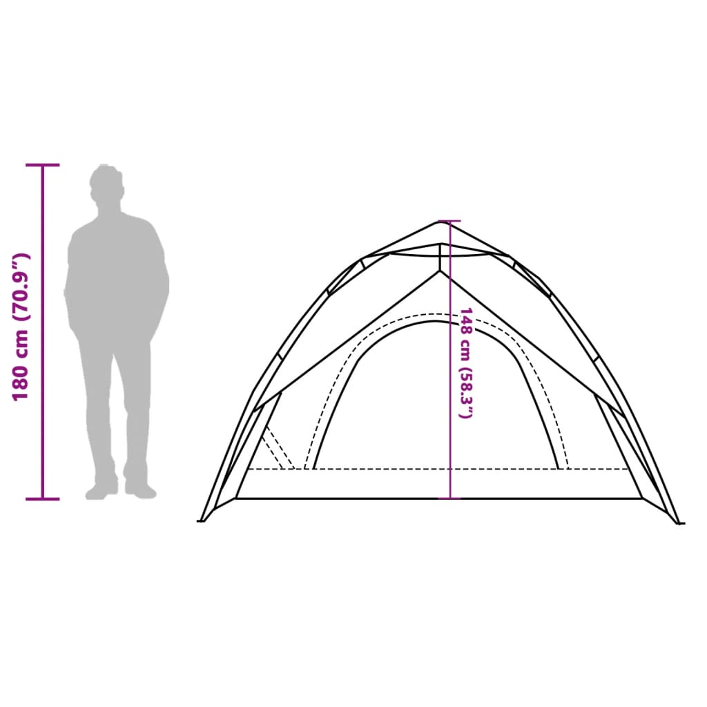 vidaXL 3-personers campingtelt kuppel quick-release grå og orange