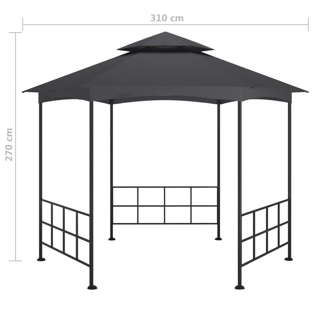 vidaXL pavillon med sidevægge 3,1x2,7 m antracitgrå