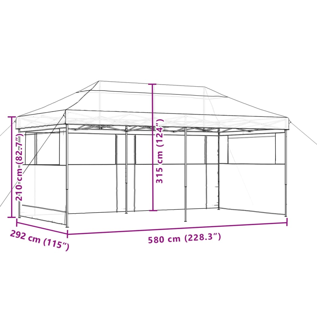 vidaXL foldbart pop up-festtelt med 3 sidevægge gråbrun