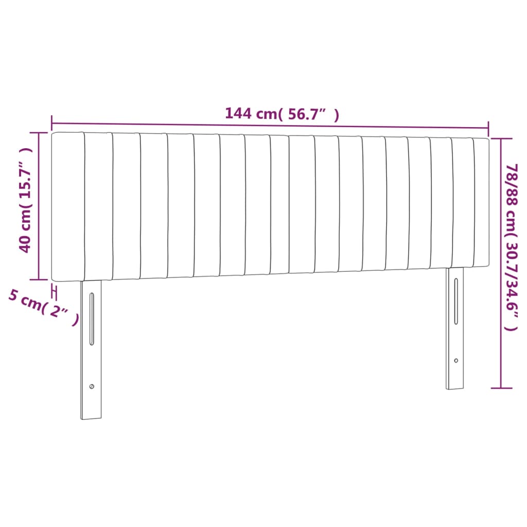 vidaXL sengegavle 2 stk. 72x5x78/88 cm stof lysegrå