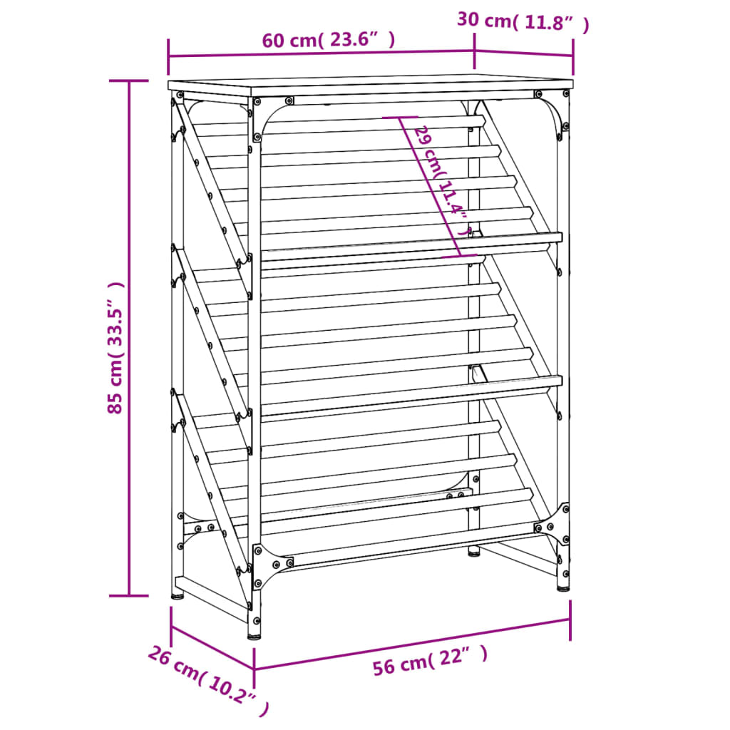 vidaXL skoreol 60x30x85 cm konstrueret træ sonoma-eg