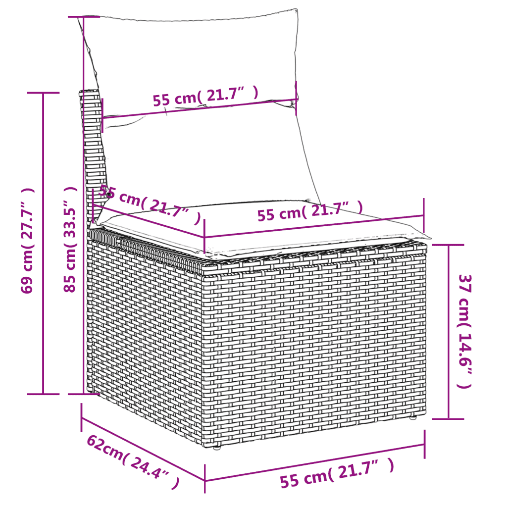 vidaXL sofasæt til haven 7 dele med hynder polyrattan lysegrå