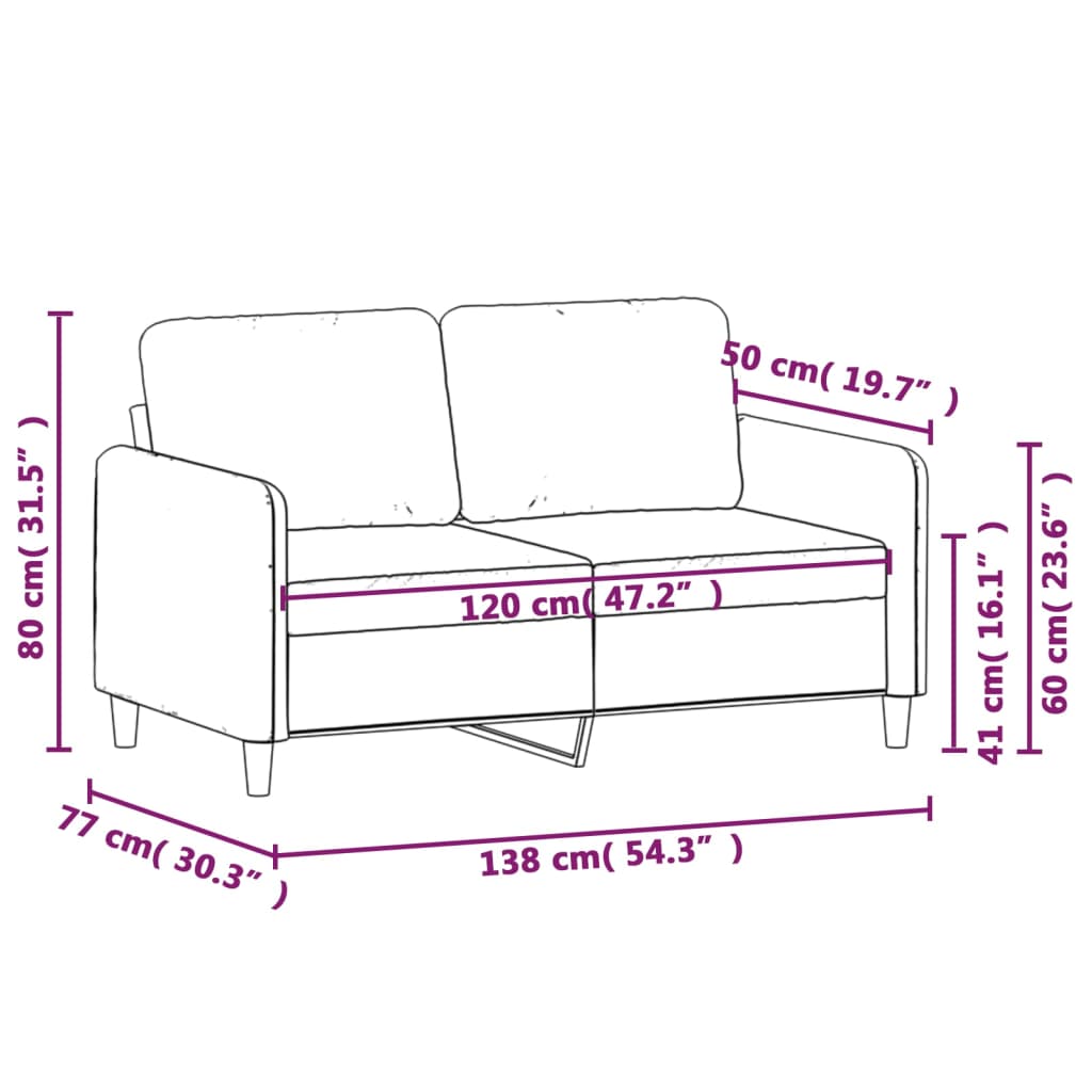 vidaXL 2-personers sofa 120 cm fløjl mørkegrøn