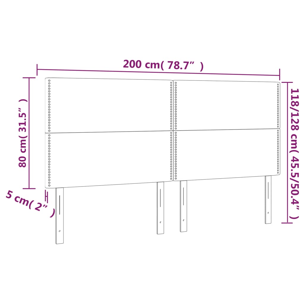 vidaXL sengegavl med LED-lys 200x5x118/128 cm kunstlæder grå