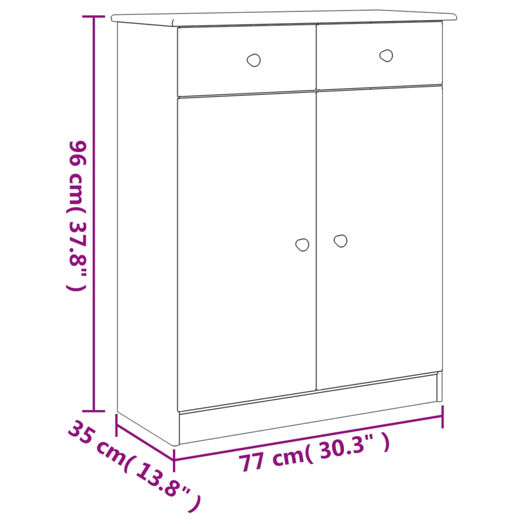 vidaXL sengebord ALTA 77x35x96 cm massivt fyrretræ