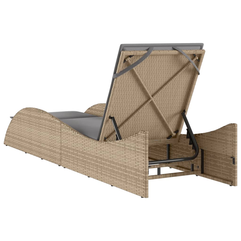 vidaXL liggestol med hynde 60x205x73 cm polyrattan beige