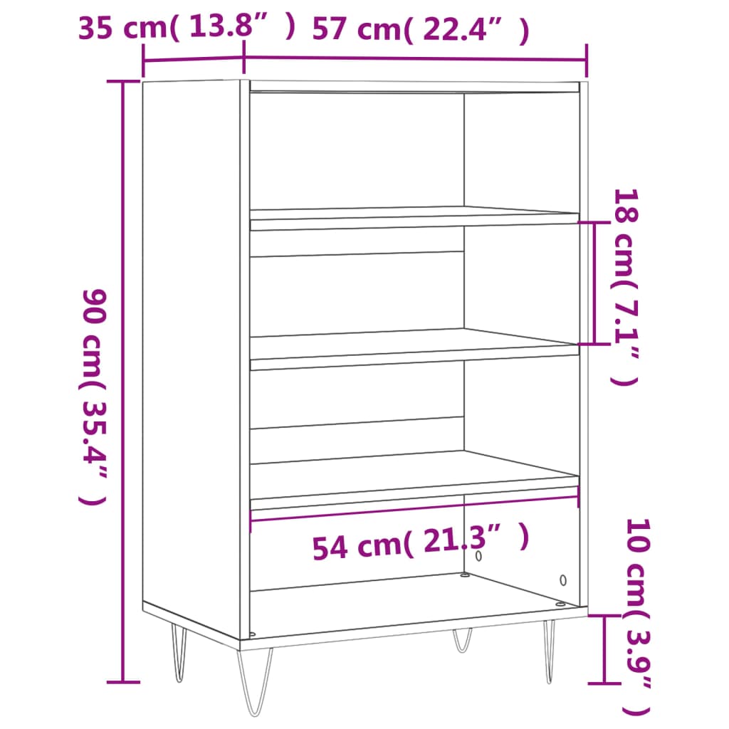 vidaXL skab 57x35x90 cm konstrueret træ grå sonoma-eg