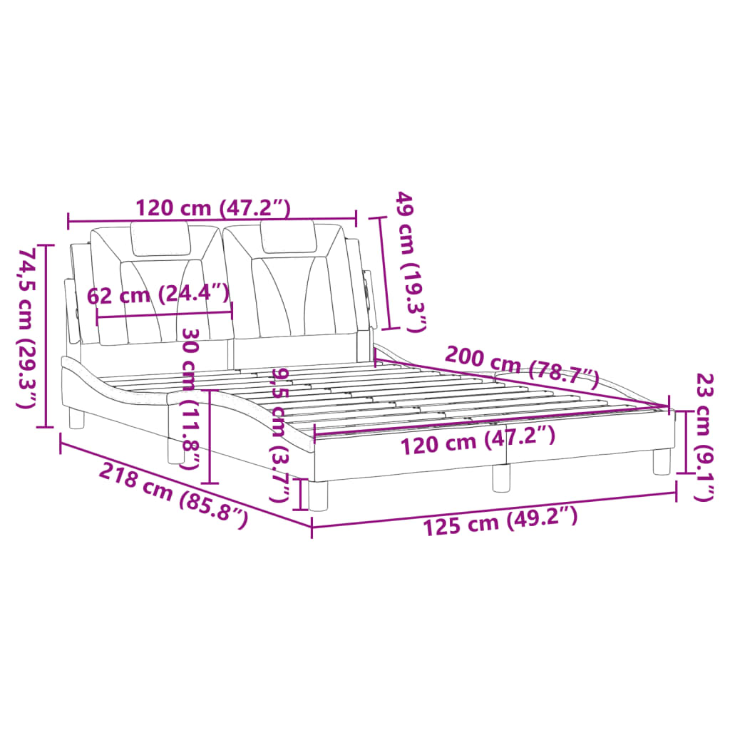 vidaXL sengeramme med sengegavl 120x200 cm kunstlæder brun