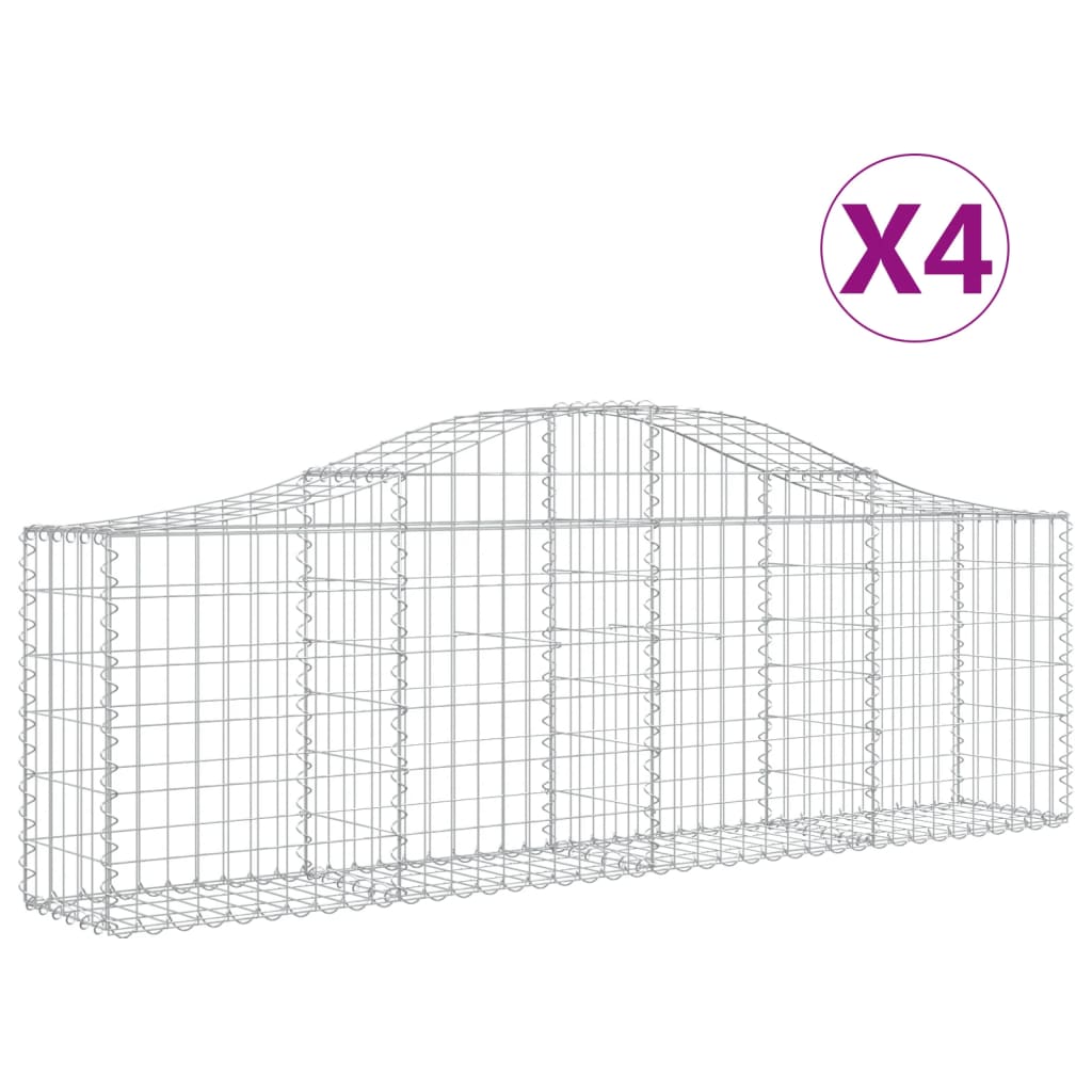 vidaXL buede gabionkurve 4 stk. 200x30x60/80 cm galvaniseret jern