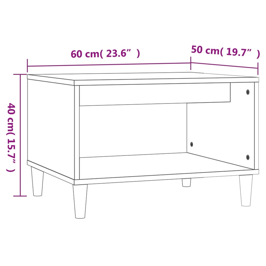 vidaXL sofabord 60x50x40 cm konstrueret træ hvid højglans