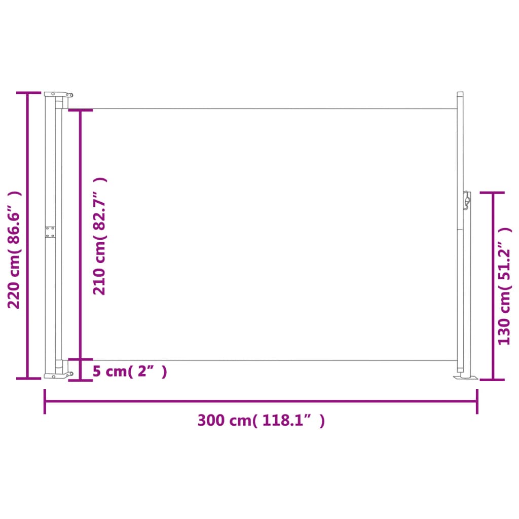 vidaXL sidemarkise til terrassen 220x300 cm sammenrullelig brun