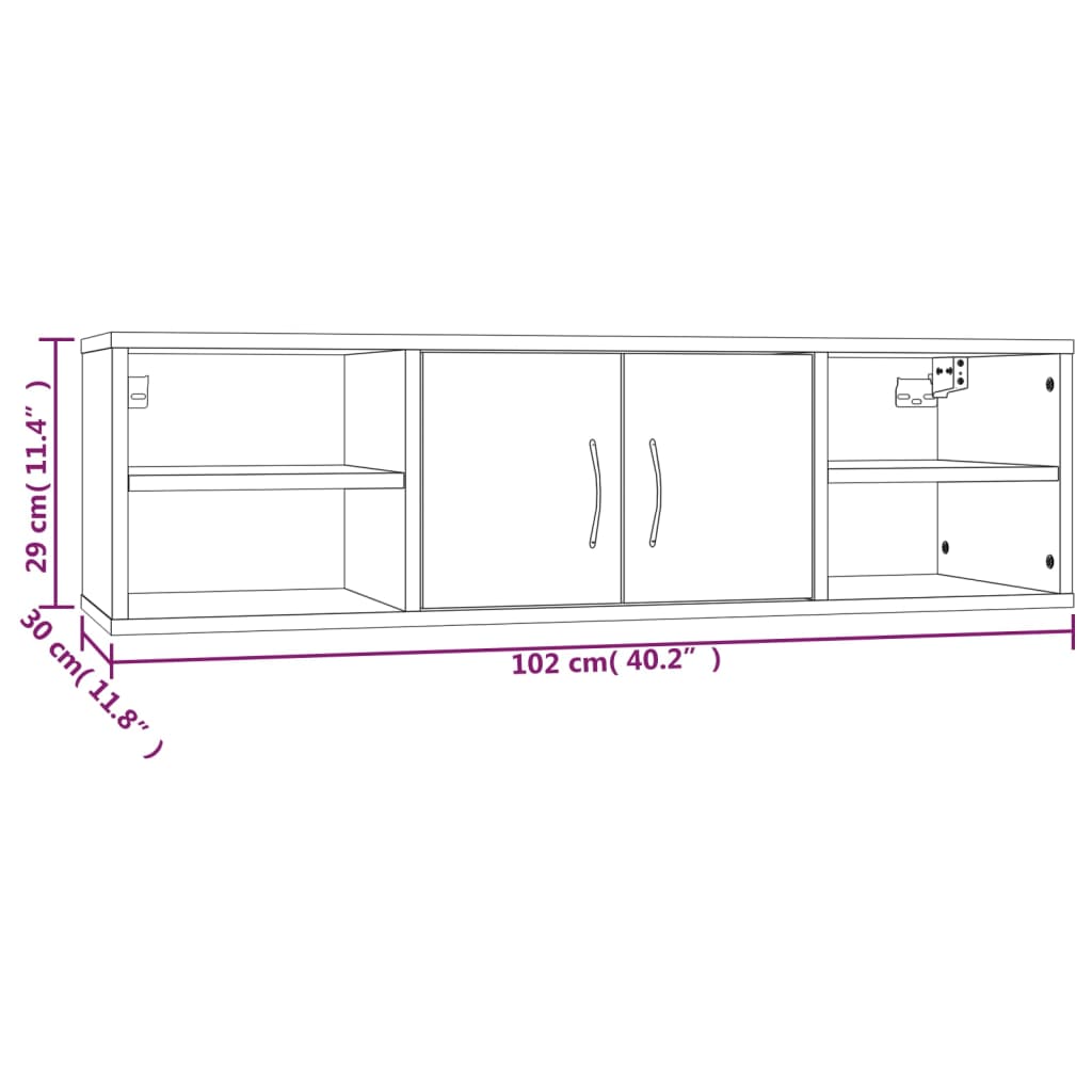 vidaXL væghylde 102x30x29 cm konstrueret træ brun egetræsfarve