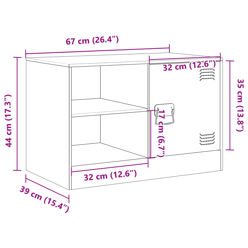 vidaXL tv-bord 67x39x44 cm stål sennepsgul