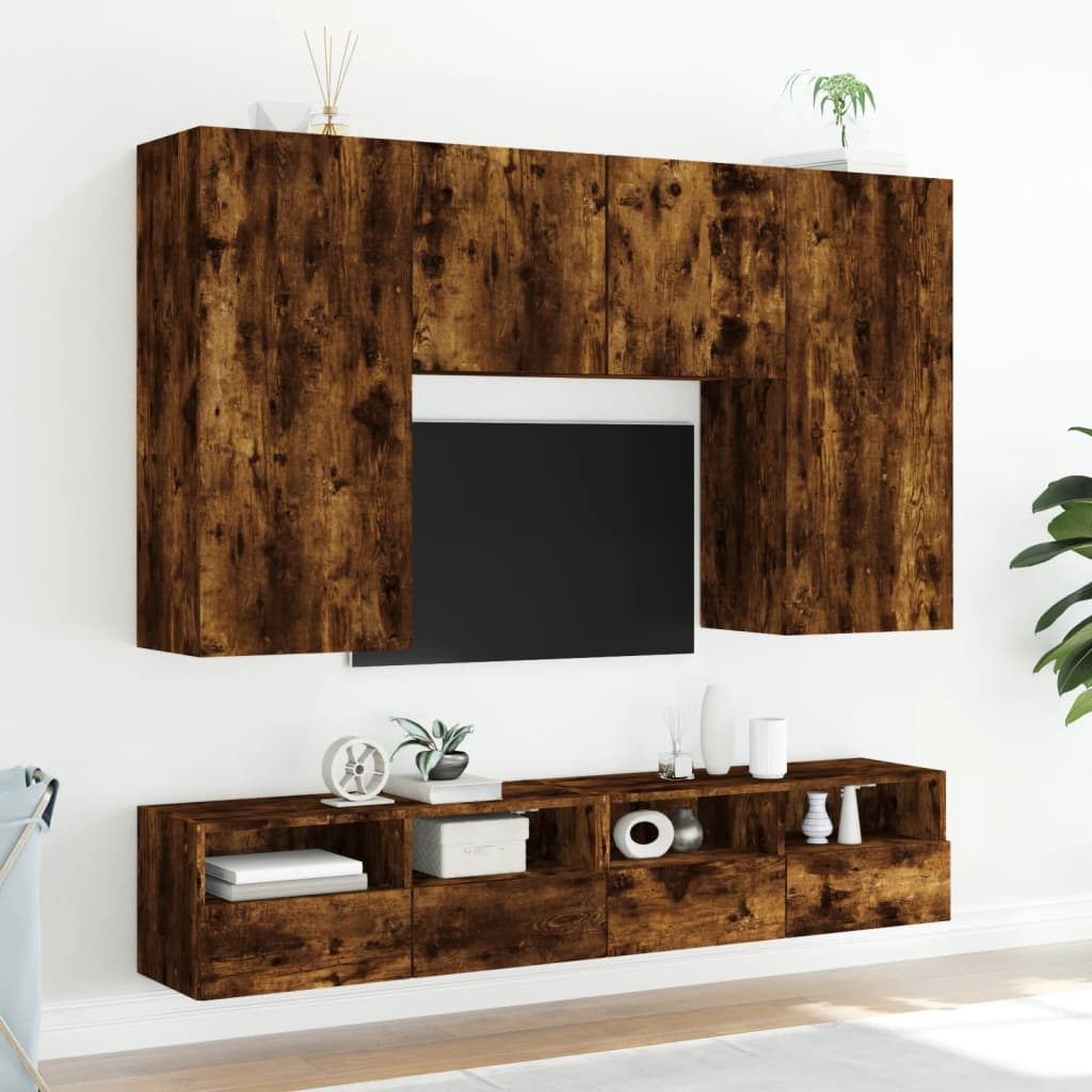 vidaXL væghængt tv-bord 80x30x30 cm konstrueret træ røget sonoma-eg