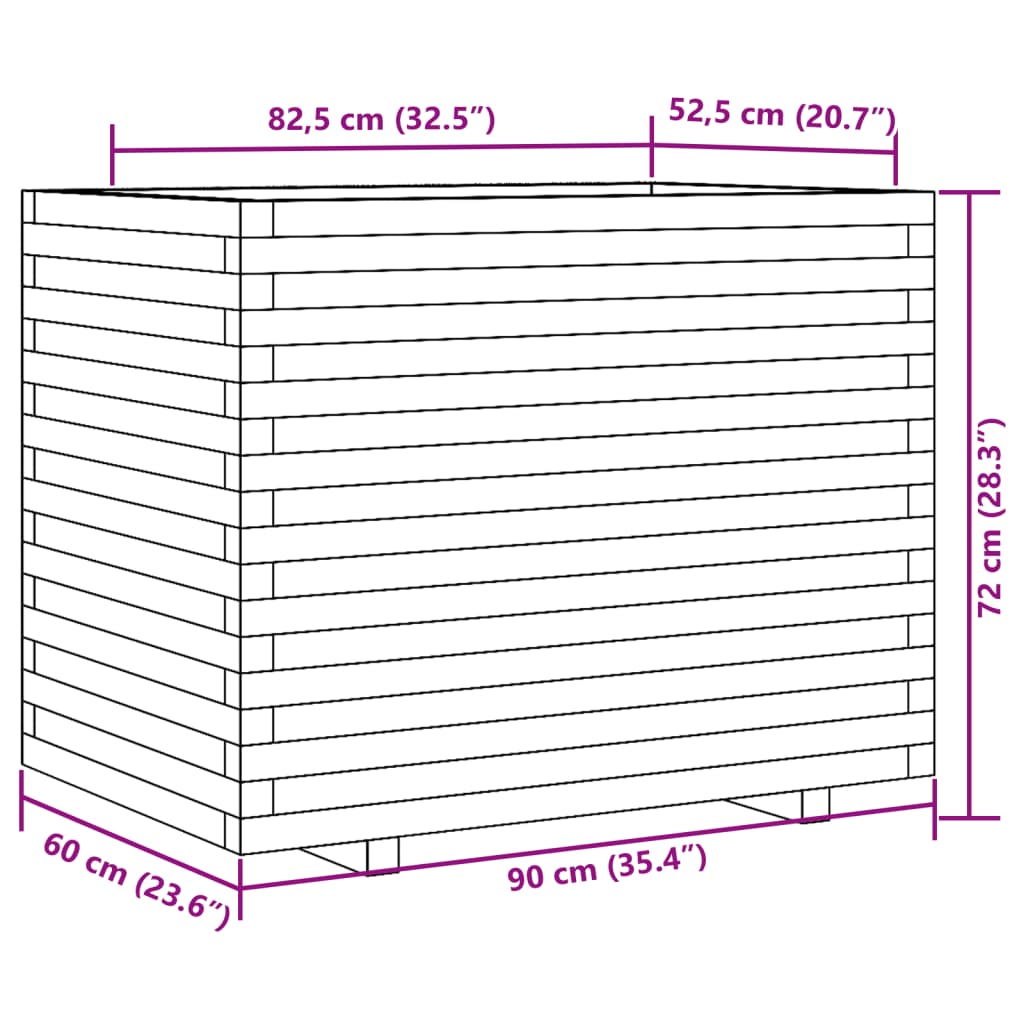 vidaXL plantekasse 90x60x72 cm imprægneret fyrretræ