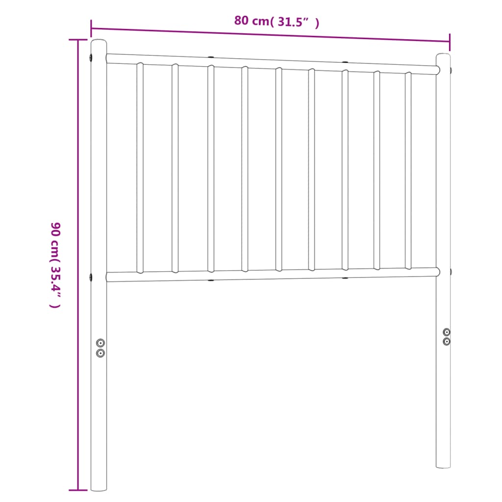 vidaXL sengegavl 75 cm metal sort